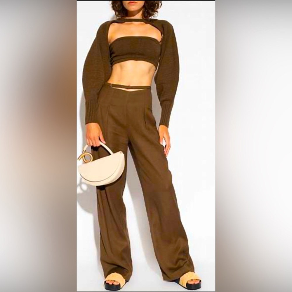 Cult Gaia Tasha Cut Out Pants Women's Size 0 and S TOP Green sweater  full set - Picture 5 of 5